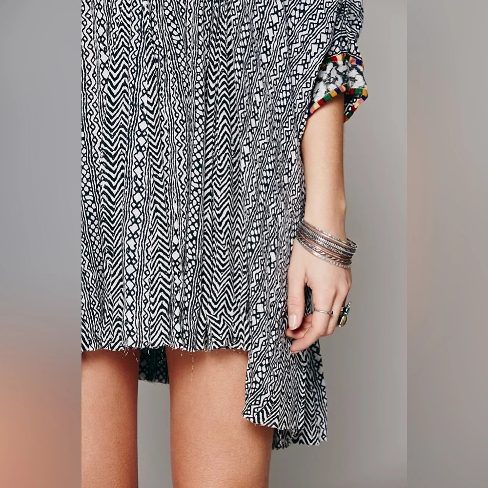 Free People FP ONE Mixed‎ Print Boho Tunic Mini Swing Dress XS